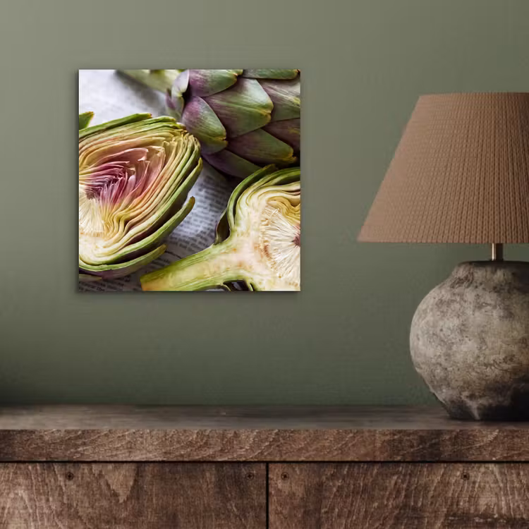 aluminium wall art - Artichoke - Sliced - Food - Artisjok - Doorgesneden - Eten aluminium wit klein