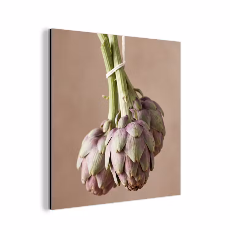 aluminium wall art - Artichokes - Hanging - Vegetables - Artisjokken - Hangend - Groenten aluminium wit klein