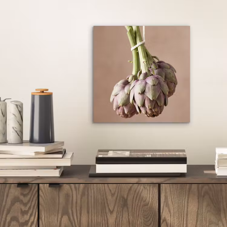aluminium wall art - Artichokes - Hanging - Vegetables - Artisjokken - Hangend - Groenten aluminium wit klein