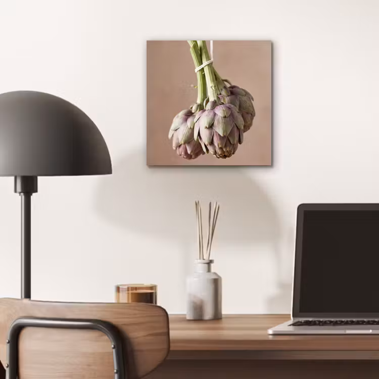 aluminium wall art - Artichokes - Hanging - Vegetables - Artisjokken - Hangend - Groenten aluminium wit klein