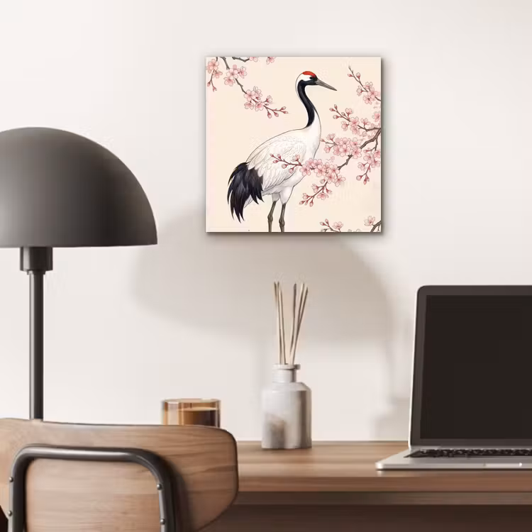 Aziatisch - Kraanvogel - Beige aluminium wit klein -sfeer5
