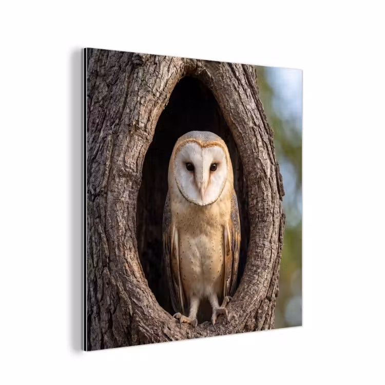 Kerkuil - Boom - Natuur - Bruin aluminium wit klein -3d