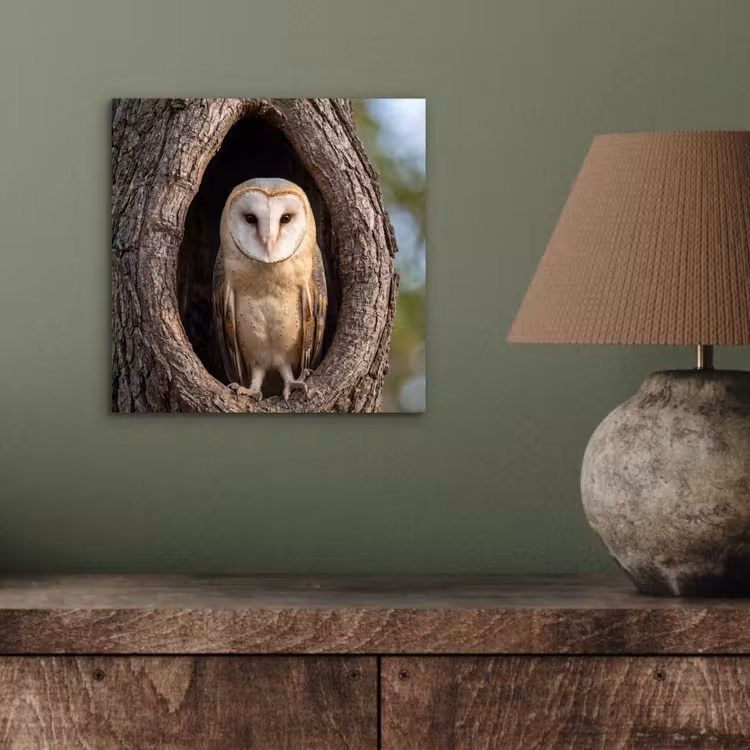 Kerkuil - Boom - Natuur - Bruin aluminium wit klein -sfeer2