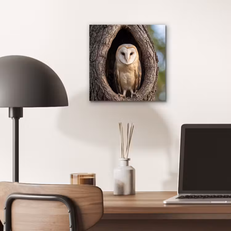 Kerkuil - Boom - Natuur - Bruin aluminium wit klein -sfeer5
