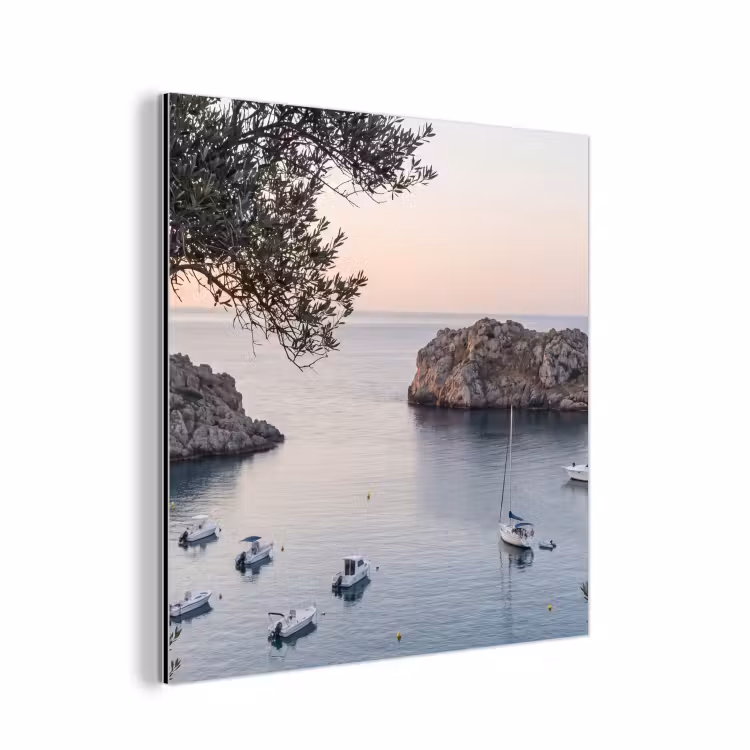 aluminium wall art - Bay - boats - sunset - Baai - boten - zonsondergang aluminium wit klein