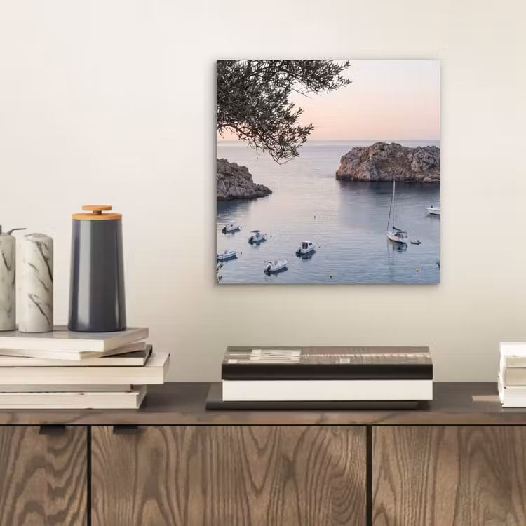 aluminium wall art - Bay - boats - sunset - Baai - boten - zonsondergang aluminium wit klein