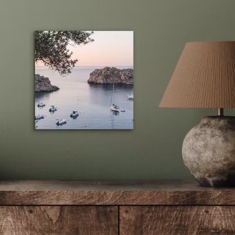 aluminium wall art - Bay - boats - sunset - Baai - boten - zonsondergang aluminium wit klein