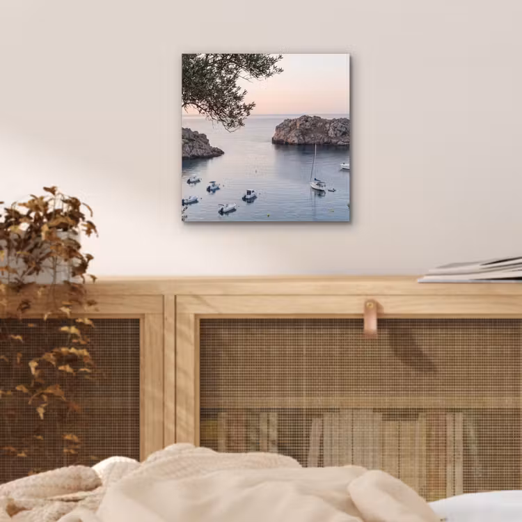 aluminium wall art - Bay - boats - sunset - Baai - boten - zonsondergang aluminium wit klein