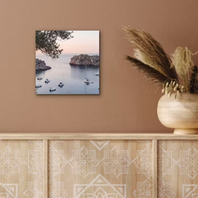aluminium wall art - Bay - boats - sunset - Baai - boten - zonsondergang aluminium wit klein