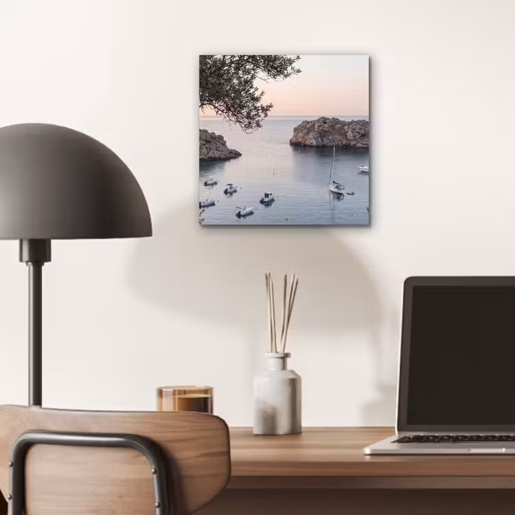 aluminium wall art - Bay - boats - sunset - Baai - boten - zonsondergang aluminium wit klein