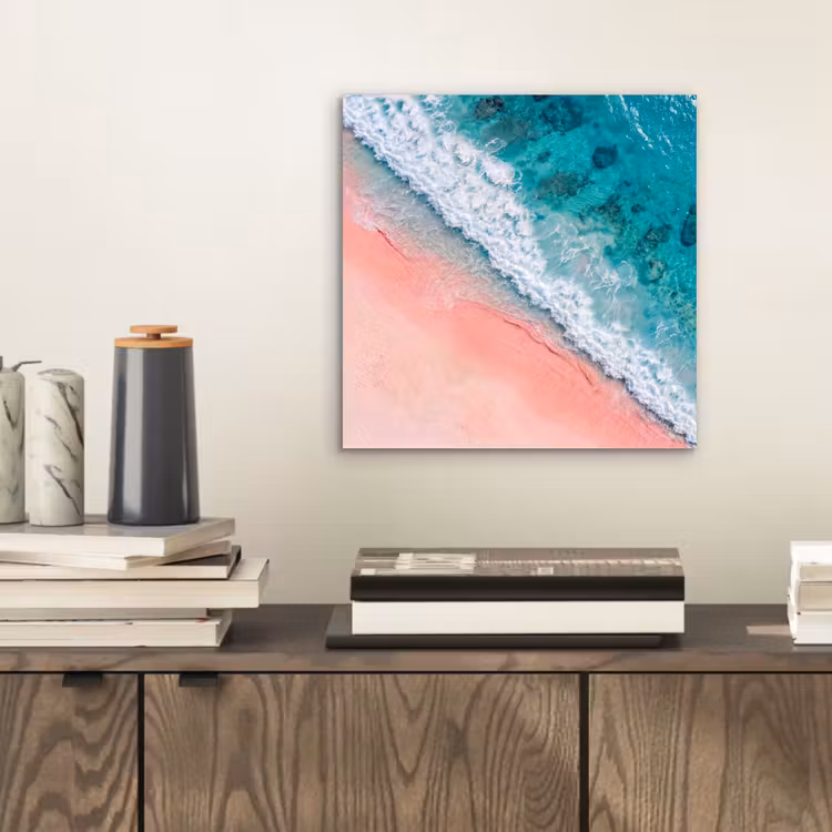 Strand - Oceaan - Golven - Roze Zand - Natuur aluminium wit klein -sfeer1