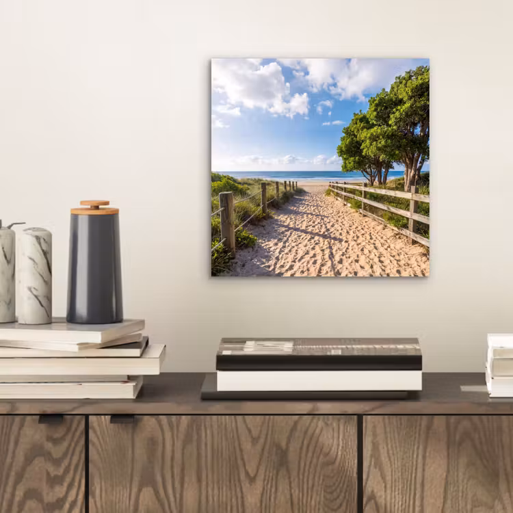 Strand - Zandpad - Oceaan - Natuur aluminium wit klein -sfeer1