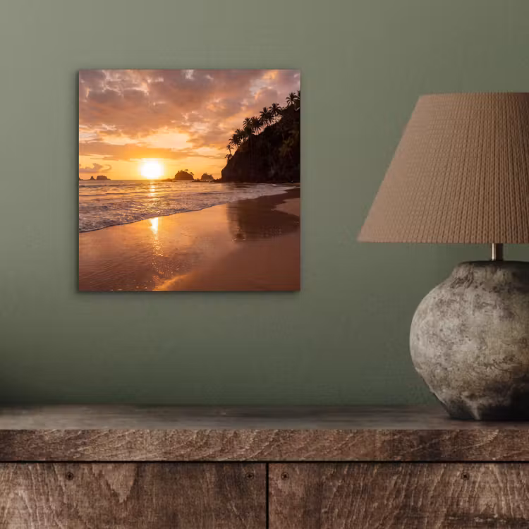 Strand - Zonsondergang - Natuur - Tropisch - Oranje aluminium wit klein -sfeer2