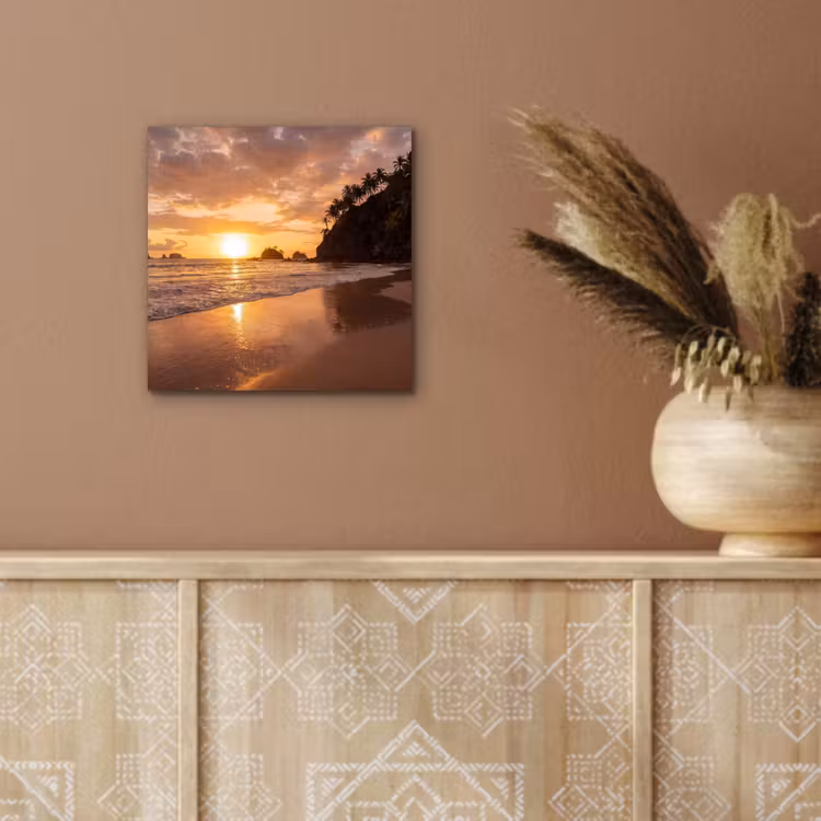 Strand - Zonsondergang - Natuur - Tropisch - Oranje aluminium wit klein -sfeer4