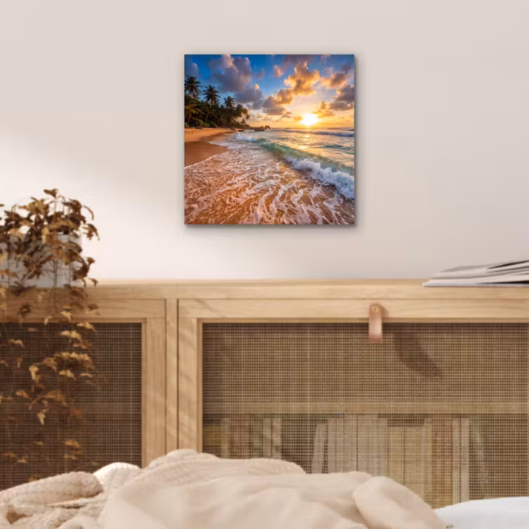Strand - Zonsondergang - Golven - Natuur - Goud aluminium wit klein -sfeer3