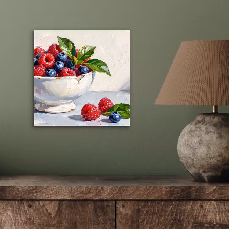 aluminium wall art - Berries - Bowl - Food - Bessen - Kom - Eten aluminium wit klein