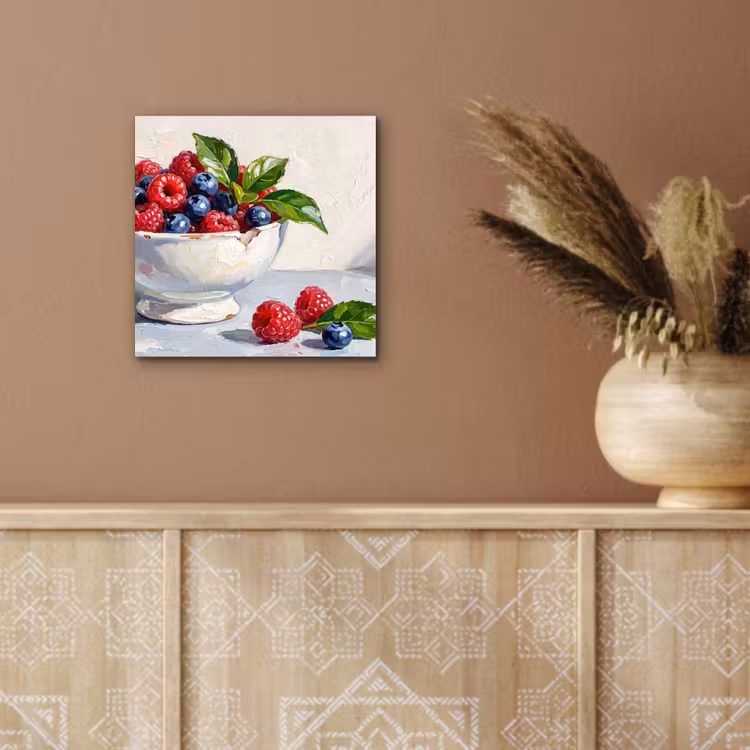 aluminium wall art - Berries - Bowl - Food - Bessen - Kom - Eten aluminium wit klein