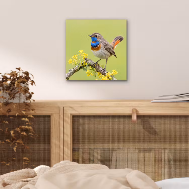 Vogel - Tak - Natuur - Kleurrijk aluminium wit klein -sfeer3