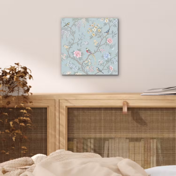 Vogel - Bloemen - Kleurrijk aluminium wit klein -sfeer3