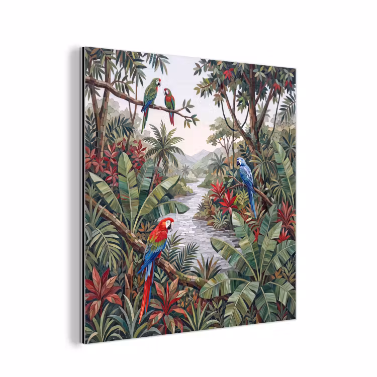 Vogel - Jungle - Natuur - Mozaïek - Groen aluminium wit klein -3d