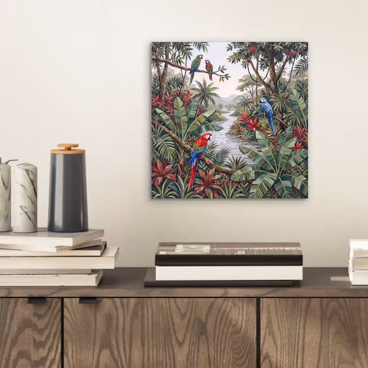Vogel - Jungle - Natuur - Mozaïek - Groen aluminium wit klein -sfeer1