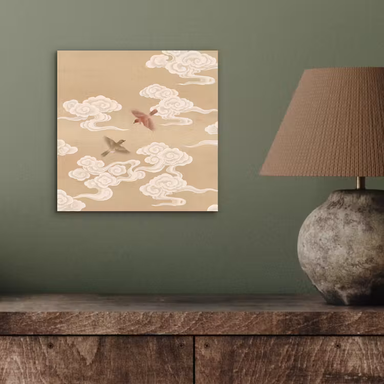 Vogels - Vliegen - Beige aluminium wit klein -sfeer2