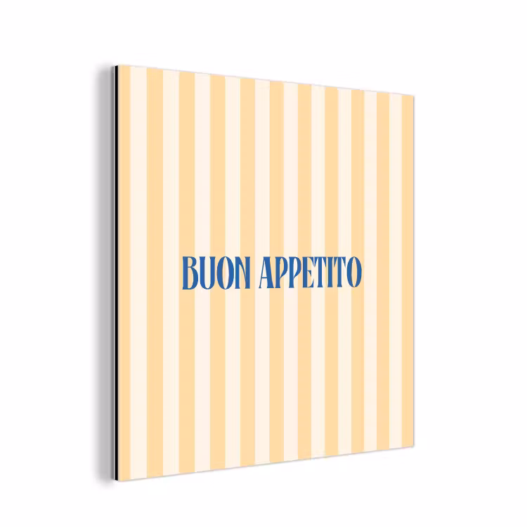 Blauw - Geel - Strepen - Buon Appetito aluminium wit klein -3d