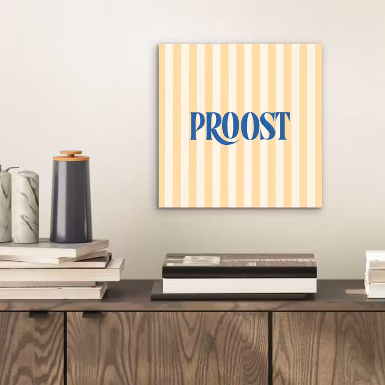 Blauw - Geel - Strepen - Proost aluminium wit klein -sfeer1