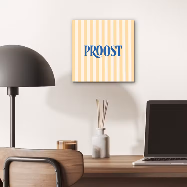 Blauw - Geel - Strepen - Proost aluminium wit klein -sfeer5