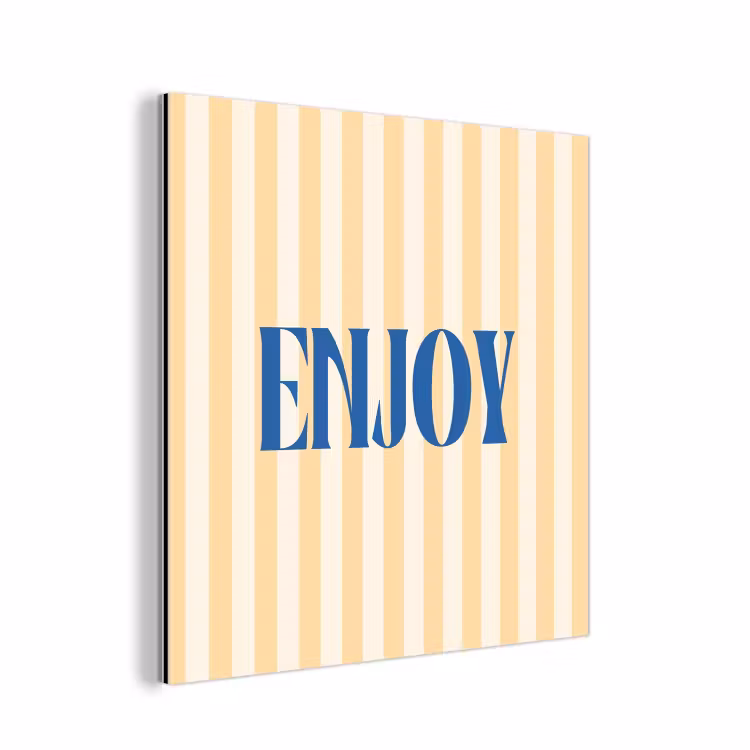 Blauw - Geel - Strepen - Enjoy aluminium wit klein -3d