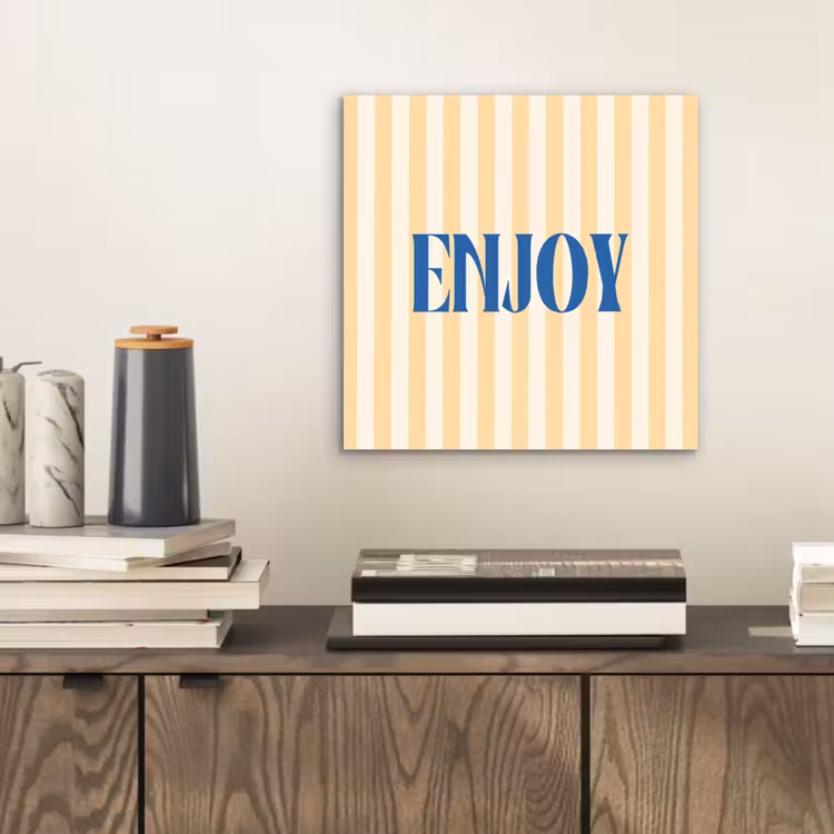 Blauw - Geel - Strepen - Enjoy aluminium wit klein -sfeer1