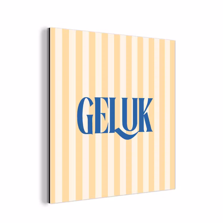 Blauw - Geel - Strepen - Geluk aluminium wit klein -3d