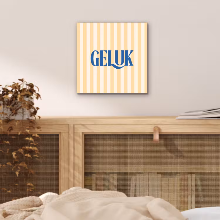 Blauw - Geel - Strepen - Geluk aluminium wit klein -sfeer3
