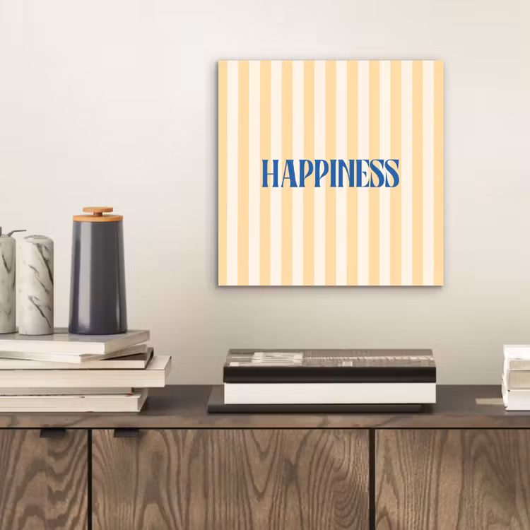 Blauw - Geel - Strepen - Happiness aluminium wit klein -sfeer1