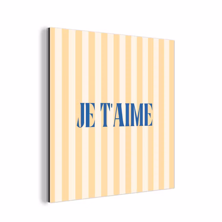 Blauw - Geel - Strepen - Je t'aime aluminium wit klein -3d