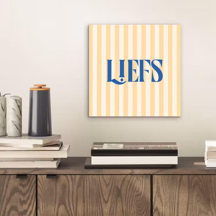 Blauw - Geel - Strepen - Liefs aluminium wit klein -sfeer1