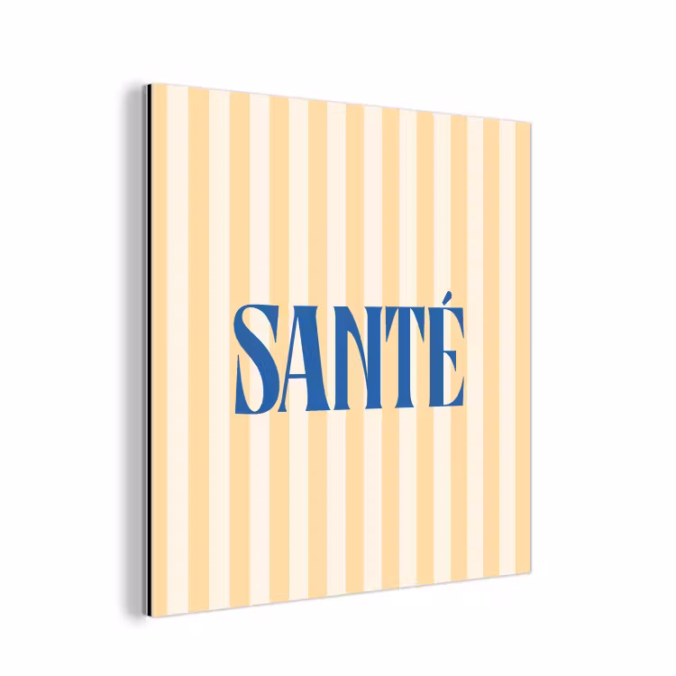 Blauw - Geel - Strepen - Santé aluminium wit klein -3d