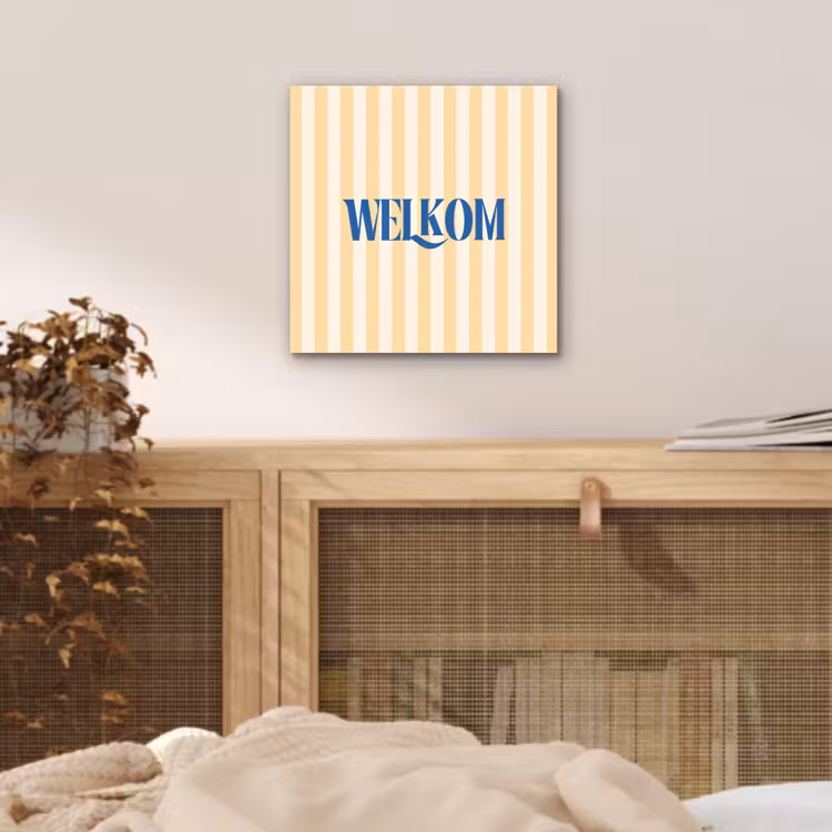 Blauw - Geel - Strepen - Welkom aluminium wit klein -sfeer3
