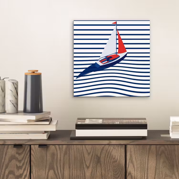 Boot - Water - Abstract - Blauw aluminium wit klein -sfeer1