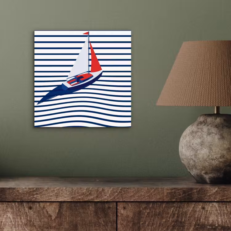 Boot - Water - Abstract - Blauw aluminium wit klein -sfeer2