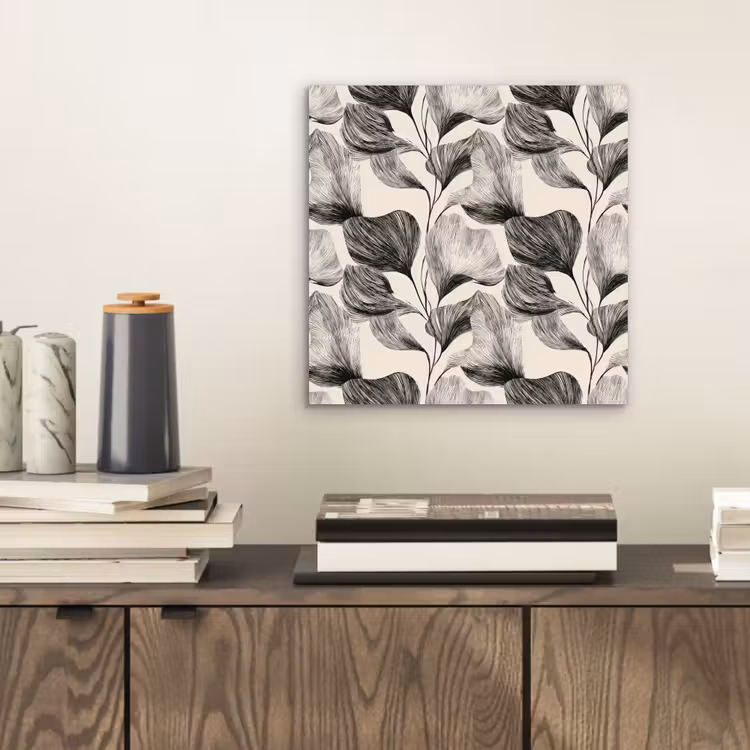 Botanisch - Bladeren - Zwart aluminium wit klein 46 -sfeer1