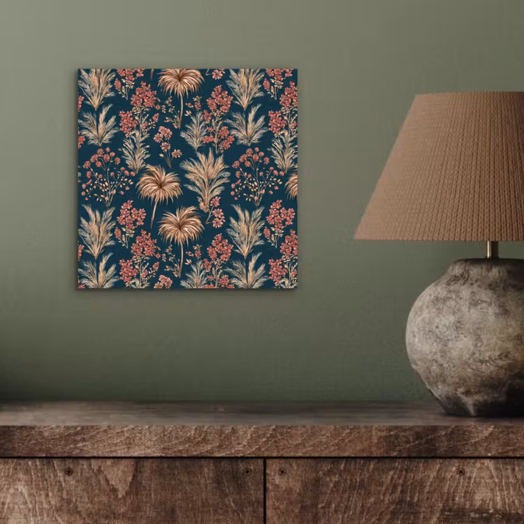 Botanisch - Patroon - Blauw aluminium wit klein 46 -sfeer2
