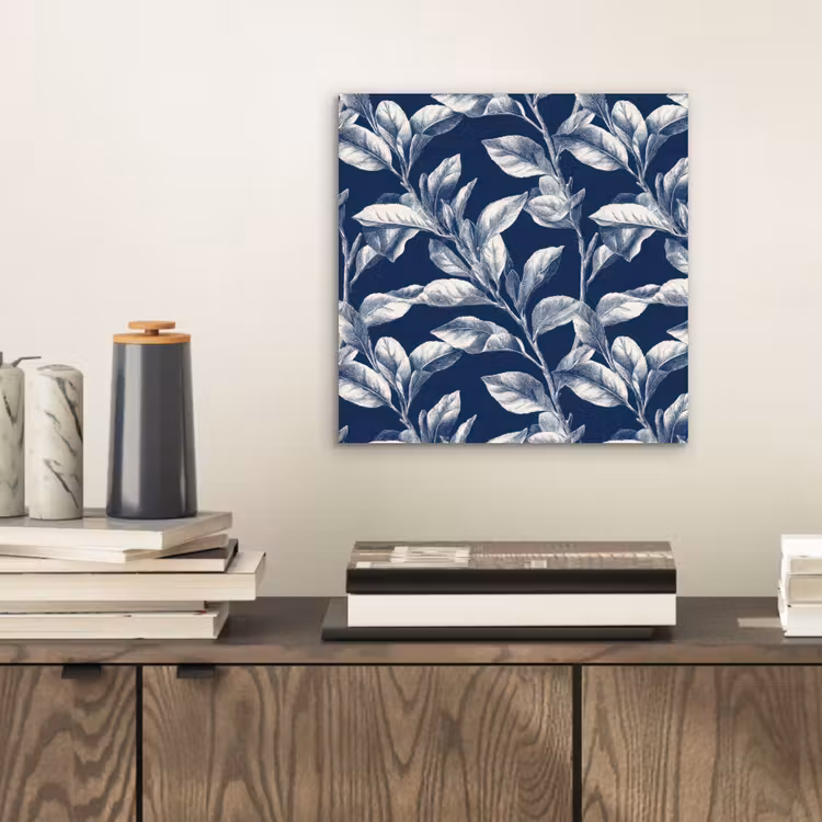 Botanisch - Patroon - Blauw aluminium wit klein 46 -sfeer1