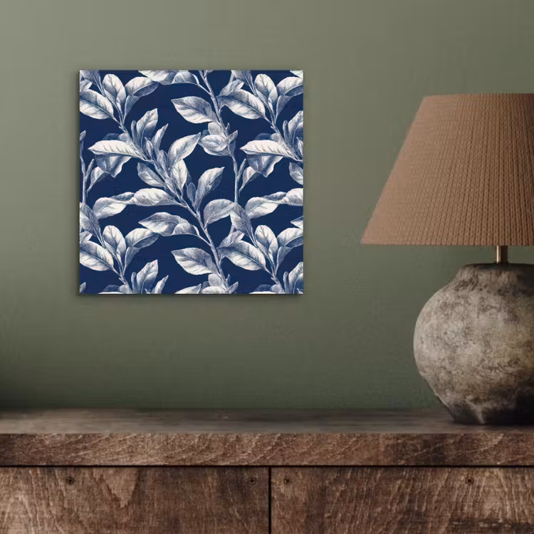 Botanisch - Patroon - Blauw aluminium wit klein 46 -sfeer2