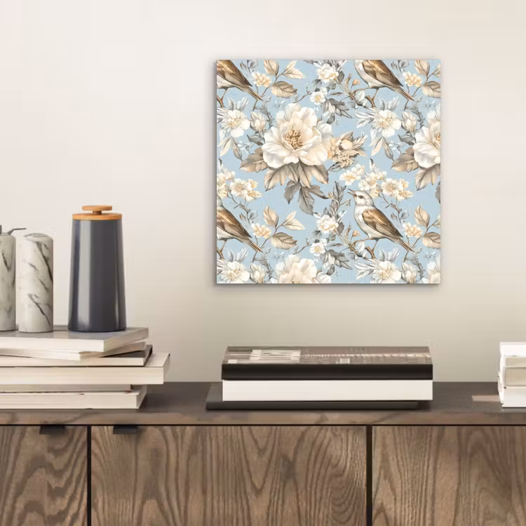 Botanisch - Zangvogel - Blauw aluminium wit klein 46 -sfeer1