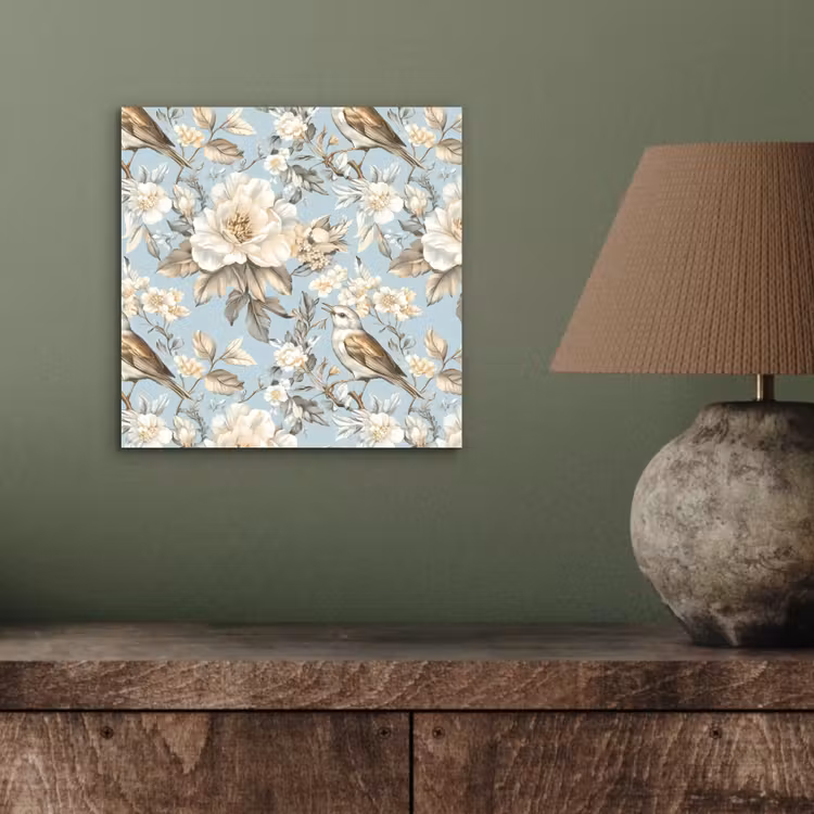 Botanisch - Zangvogel - Blauw aluminium wit klein 46 -sfeer2