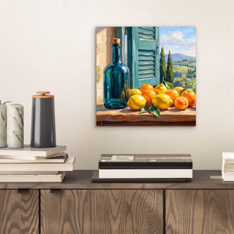 aluminium wall art - Bottle - Fruit - Still Life - Fles - Fruit - Stilleven aluminium wit klein