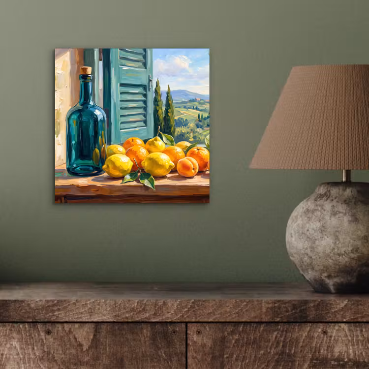aluminium wall art - Bottle - Fruit - Still Life - Fles - Fruit - Stilleven aluminium wit klein