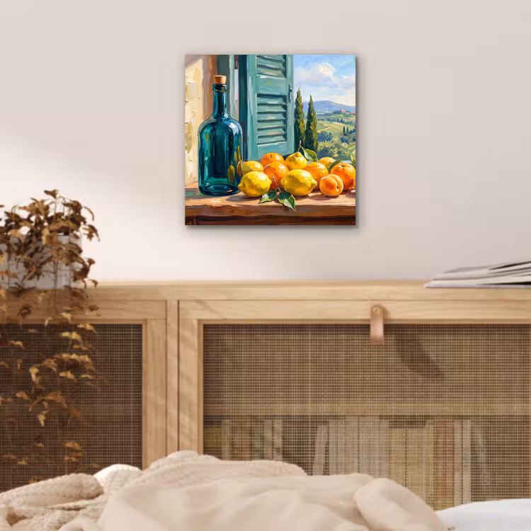 aluminium wall art - Bottle - Fruit - Still Life - Fles - Fruit - Stilleven aluminium wit klein