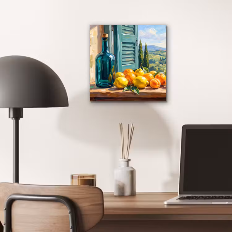 aluminium wall art - Bottle - Fruit - Still Life - Fles - Fruit - Stilleven aluminium wit klein